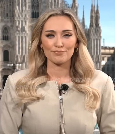 Kelly O’Grady’s beige zip up jacket on CBS Mornings