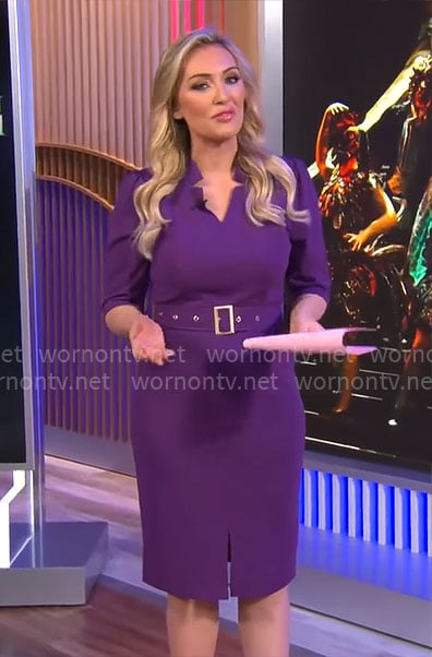 Kelly O’Grady’s purple belted dress on CBS Mornings