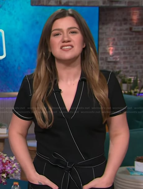 Kelly’s contrast stitch jumpsuit on The Kelly Clarkson Show