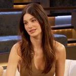 Camila Morrone’s beige knit dress on The Drew Barrymore Show