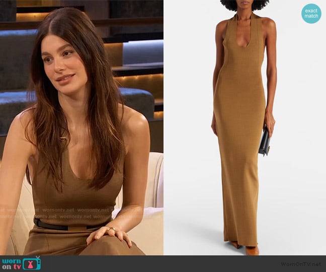 Khaite Mahi Halter Neck Dress worn by Camila Morrone on The Drew Barrymore Show