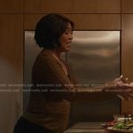 Athena’s khaki wrap top on 9-1-1