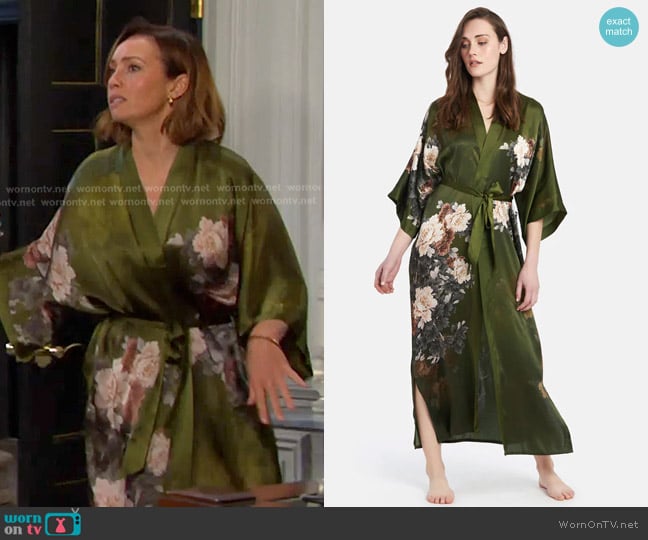 Gwen’s green floral robe on Days of our Lives
