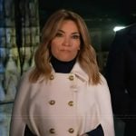 Kit's double breasted cape jacket on Access Hollywood