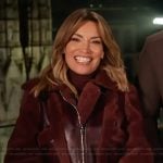 Kit's burgundy leather fur trim jacket on Access Hollywood