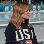 Kit's navy USA sweater on Access Hollywood