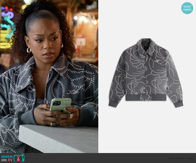 Kith Brisa II Blanket Stitch Bomber worn by Izzy Letts (Jazz Raycole) on The Lincoln Lawyer