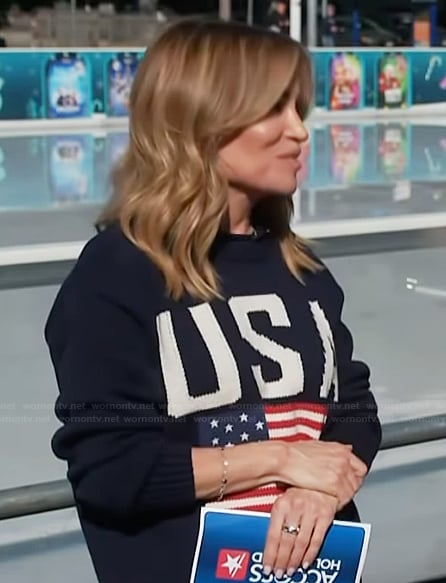 Kit’s navy USA sweater on Access Hollywood