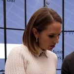 Elizabeth's white collared knit sweater on Good Morning America