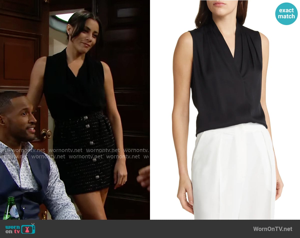 Daphne’s black v-neck top on The Bold and the Beautiful