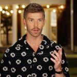 Kyle Cook’s black floral confessional shirt on Summer House