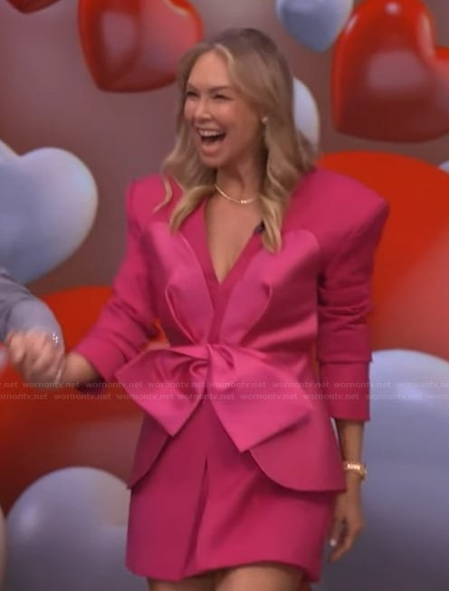 Kym Johnson-Herjavec’s pink bow front dress on Live with Kelly and Mark