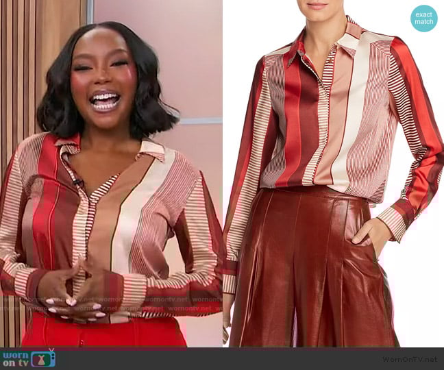 Lafayette 148 Eric Stripe Blouse worn by Makho Ndlovu on Sherri