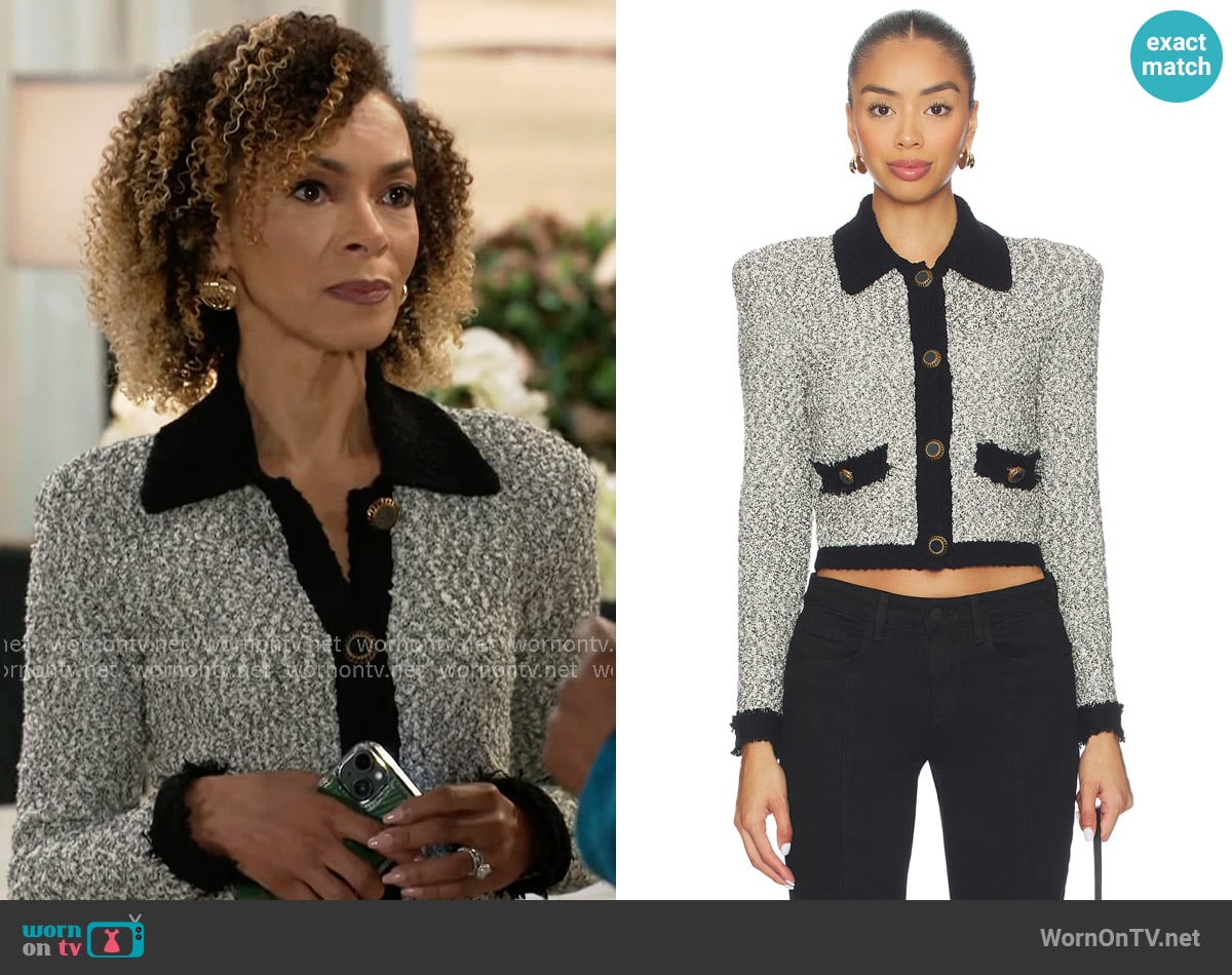 L'Agence Arielle Collared Jacket worn by Anastasia Belleclaire (Timeca Seretti) on Beyond the Gates