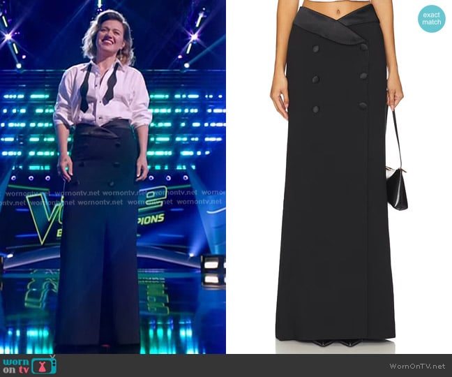 L'Agence Diara Tuxedo Maxi Skirt worn by Kelly Clarkson on The Voice
