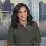 Laura's green flap pocket blouse and pants on Today