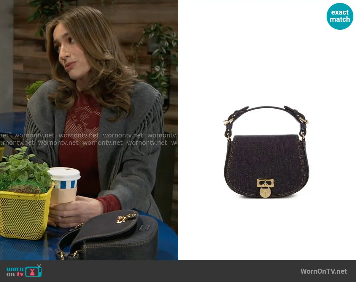 LAUREN Ralph Lauren Denim Medium Tanner Crossbody Bag worn by Ashley Morgan (Jen Jacob) on Beyond the Gates