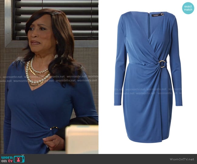 Lauren Ralph Lauren Ring-Trim Stretch Jersey Cocktail Dress worn by Paulina Price (Jackée Harry) on Days of our Lives