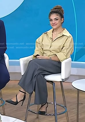 Laurie Hernandez’s black strappy pumps on Today