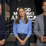 Jennifer Garner’s navy leather pencil skirt on Good Morning America