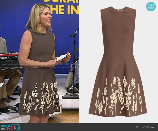 Lela Rose Floral Embroidered Sleeveless Mini Dress worn by Jenna Bush Hager on Today