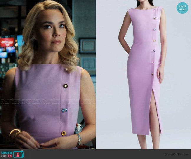 Lela Rose Jewel Button Boat Neck Sheath Dress worn by Lexy Jones (Rebecca Rittenhouse) on His & Hers