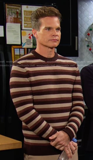 Leo’s brown striped sweater on Days of our Lives
