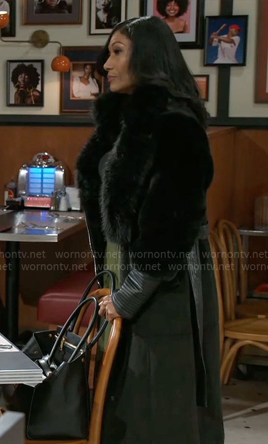 Leslie’s black fur and leather ocat on Beyond the Gates