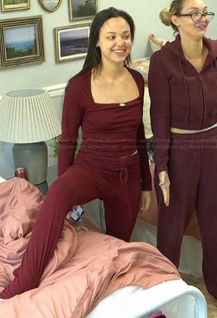 Levi's burgundy pajama set on Summer House