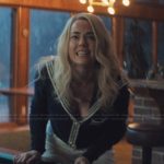 Lexy’s navy contrast stripe cardigan on His & Hers