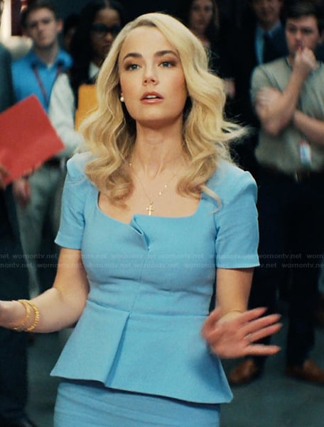 Lexy's blue peplum dress on His & Hers