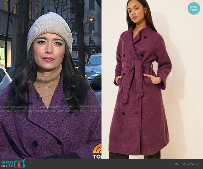 Lioness Coco Longline Coat in Plum worn by Emilie Ikeda on Today