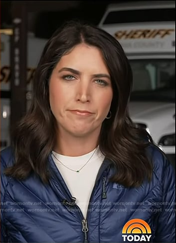 Liz’s navy chevron down jacket on Today