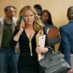 Lorna's black zip front mini dress on The Lincoln Lawyer