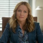 Lorna’s blue snake skin print blouse on The Lincoln Lawyer