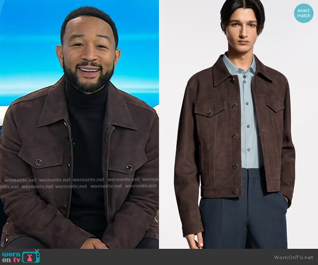 John Legend’s brown suede trucker jacket on Today John Legend’s brown suede trucker jacket on Today