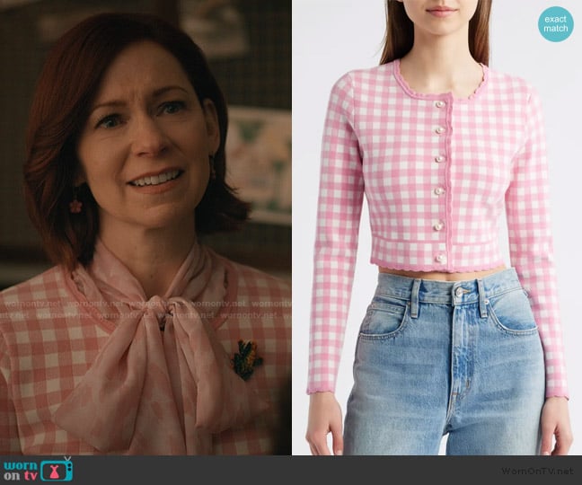 LoveShackFancy Bridgette Check Crop Cardigan worn by Elsbeth Tascioni (Carrie Preston) on Elsbeth