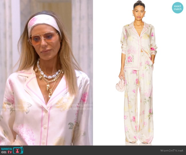 LoveShackFancy Renetta Top in Sunlit Rose worn by Dorit Kemsley on The Real Housewives of Beverly Hills