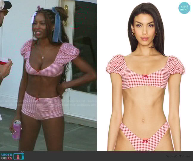 Ciara’s red check print crop top on Summer House