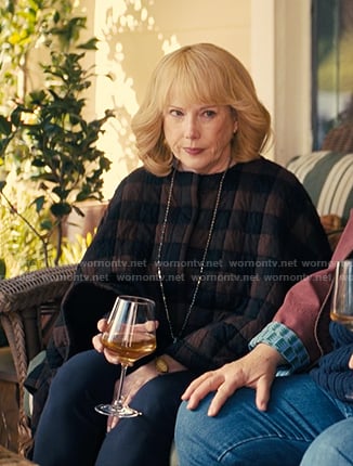 Lynn's brown check poncho jacket on The Burbs