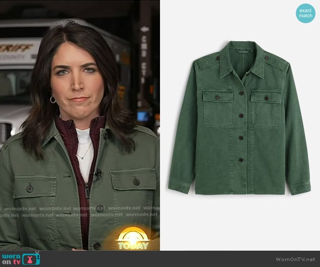 Madewell Easy Utility Shirt-Jacket in Green worn by Liz Kreutz on Today