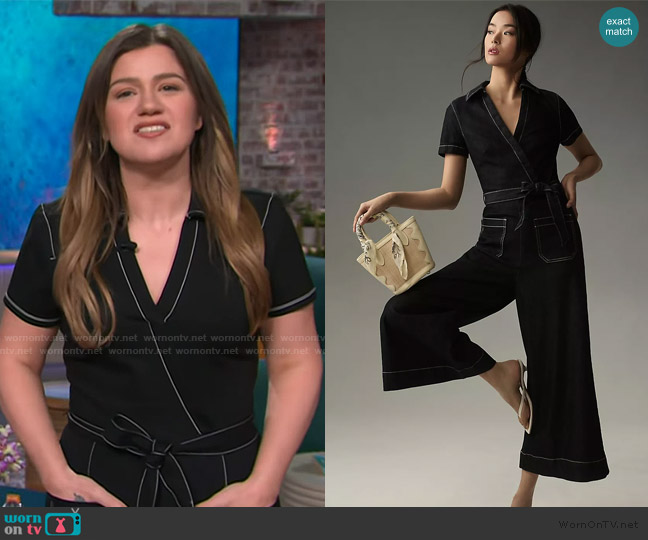 Maeve The Colette Wrap Jumpsuit worn by Kelly Clarkson on The Kelly Clarkson Show