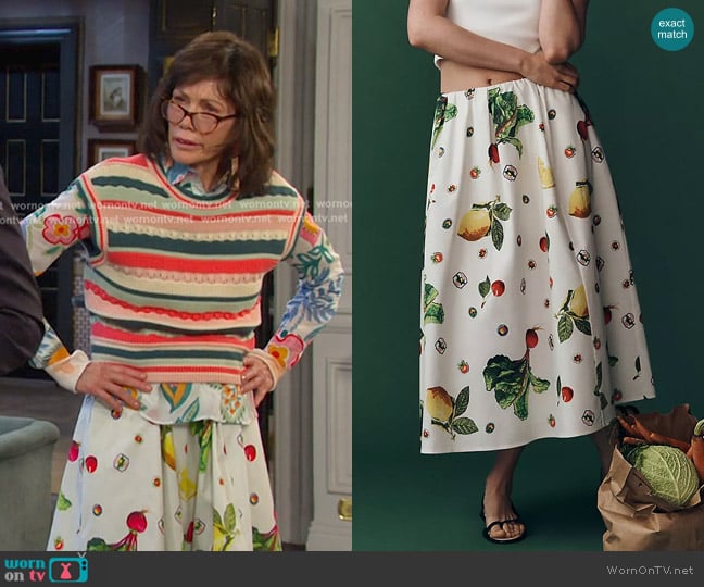 Maeve The Jacie Poplin Printed Midi Skirt worn by Susan Banks (Stacy Haiduk) on Days of our Lives