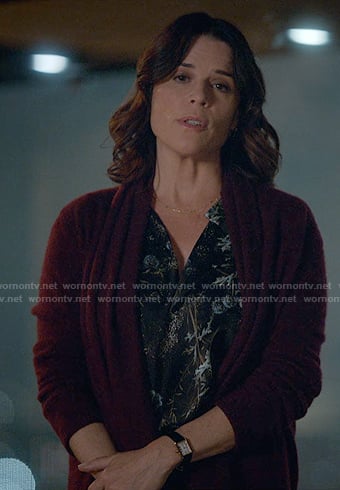 Maggie’s black printed shirt on The Lincoln Lawyer