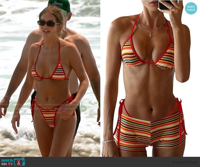 MakeMeChic Striped Bikini Set worn by Salley Carson on Southern Charm