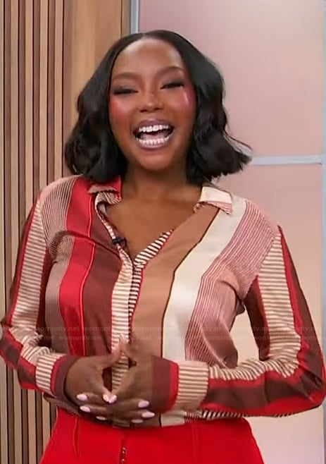 Makho Ndlovu’s striped satin blouse on Sherri