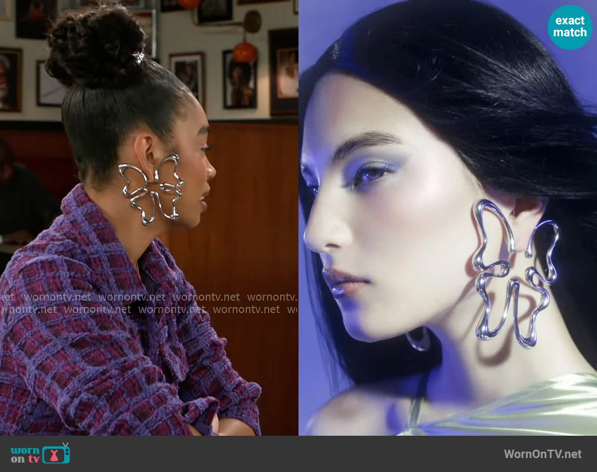 MAM Large butterfly earring in silver worn by Chelsea Hamilton (RhonniRose Mantilla) on Beyond the Gates