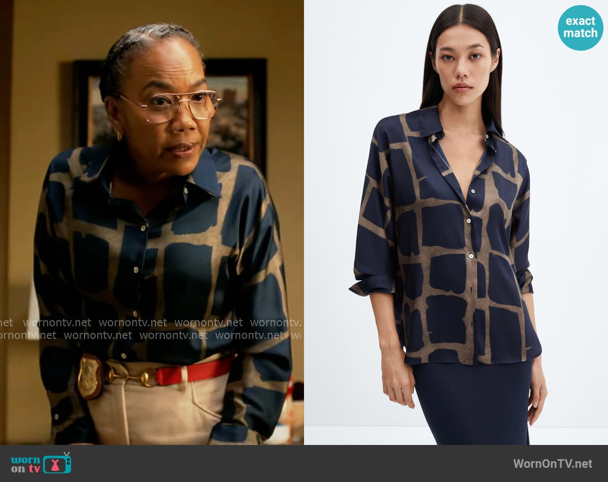 Mango Printed long shirt worn by Amanda Wagner (Sonja Sohn) on Will Trent