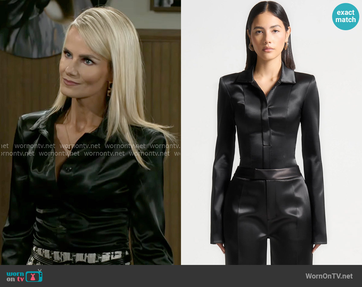 Maniere de Voir Louise Bodysuit in Black worn by Vanessa McBride (Lauren Buglioli) on Beyond the Gates