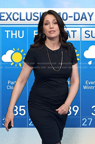 Maria’s black ruched short sleeve dress on Today